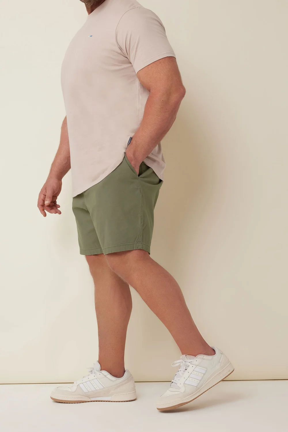 BadRhino Khaki Green Stretch Elasticated Waist Chino Shorts - 7-8XL Image 2