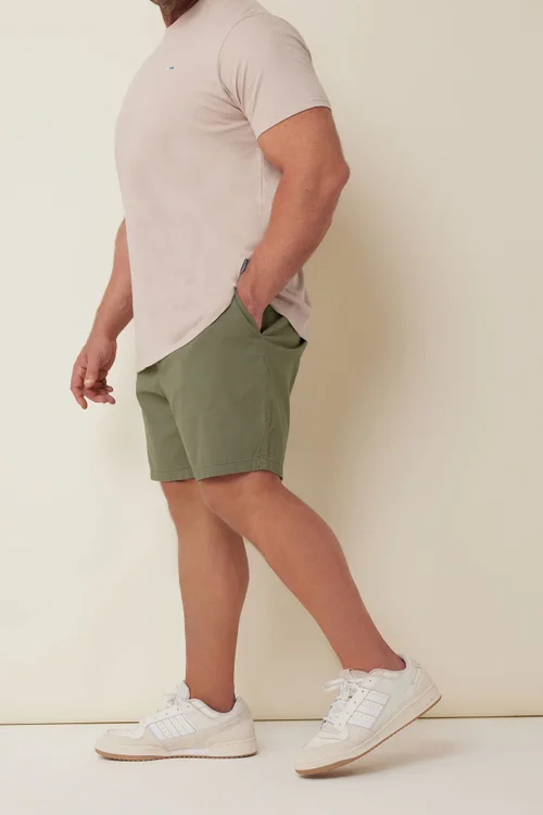 BadRhino Khaki Green Stretch Elasticated Waist Chino Shorts - 7-8XL Image 2