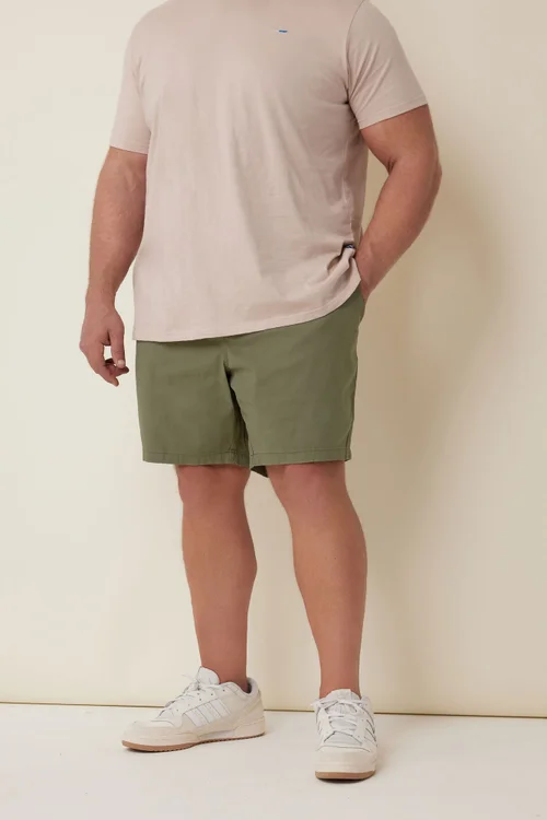 BadRhino Khaki Green Stretch Elasticated Waist Chino Shorts - 7-8XL Image 1