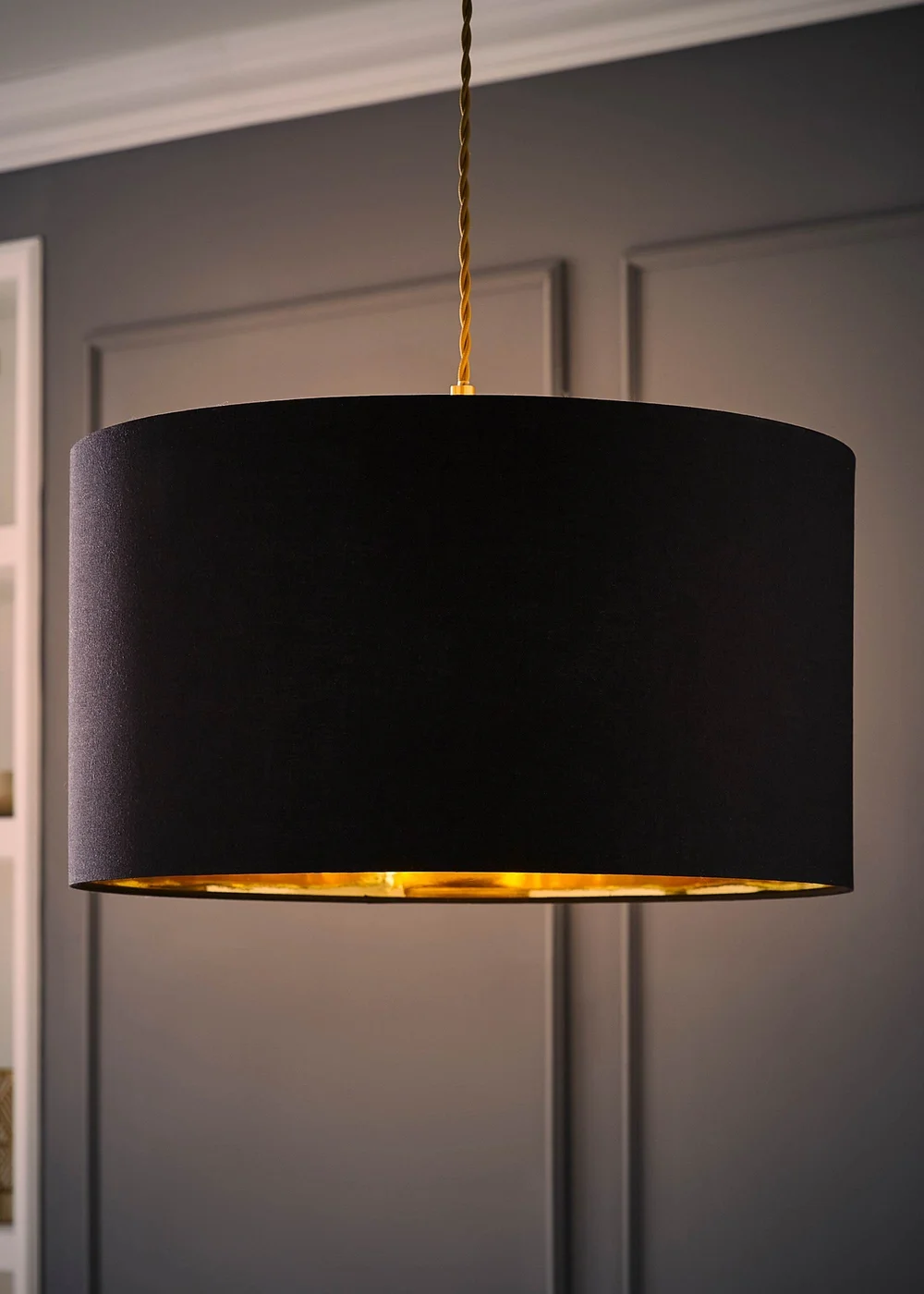 ValueLights Reni 45cm Easy Fit Lamp Shade Black with Metallic Gold Inner - One Size Image 2