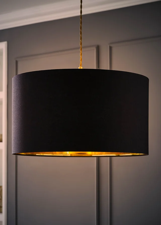 ValueLights Reni 45cm Easy Fit Lamp Shade Black with Metallic Gold Inner