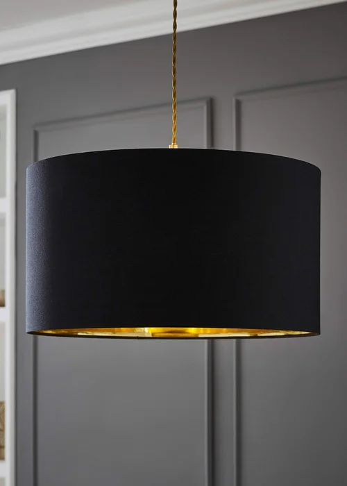 ValueLights Reni 45cm Easy Fit Lamp Shade Black with Metallic Gold Inner - One Size Image 1