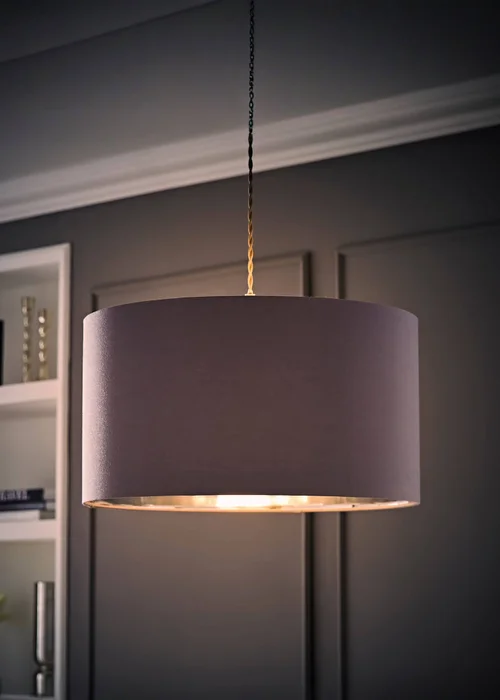 ValueLights Reni 45cm Easy Fit Lampshade Grey with Metallic Chrome Inner - One Size Image 3