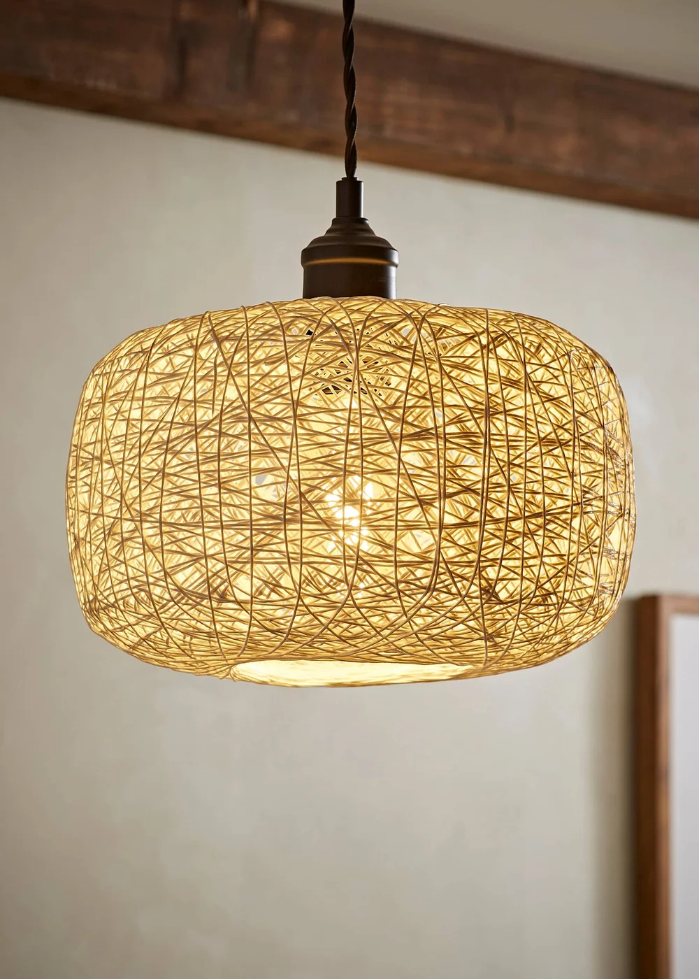 ValueLights Bjorn White Rattan Easy Fit Ceiling Lampshade - One Size Image 1