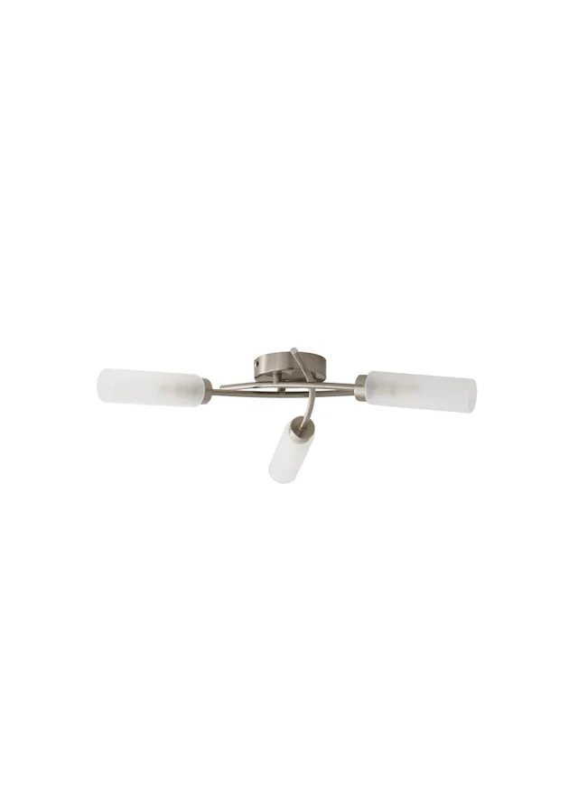 ValueLights Maya Brushed Chrome 3 Arm Frosted Glass Ceiling Light