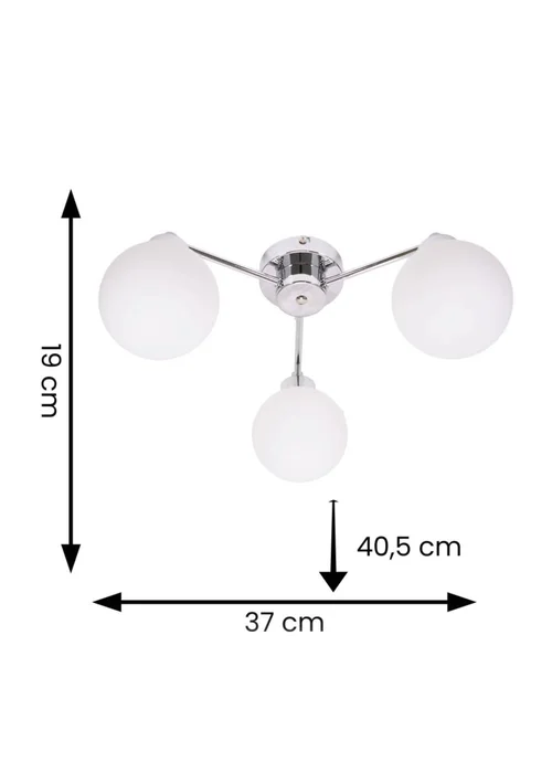 ValueLights Jonah Chrome 3 Arm Ceiling Light - One Size Image 6