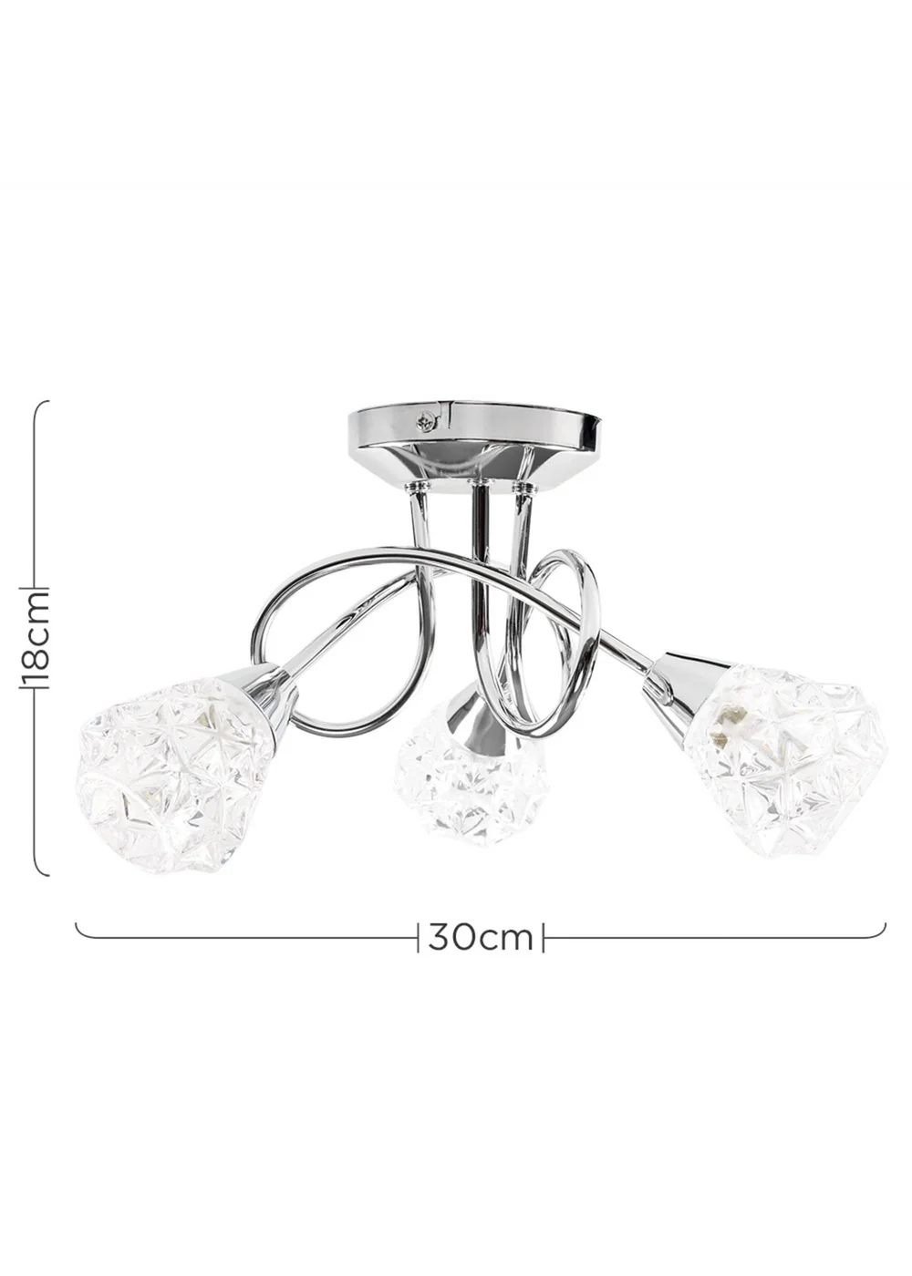 ValueLights Astley Chrome 3 Way Crossover Ceiling Light - One Size Image 6