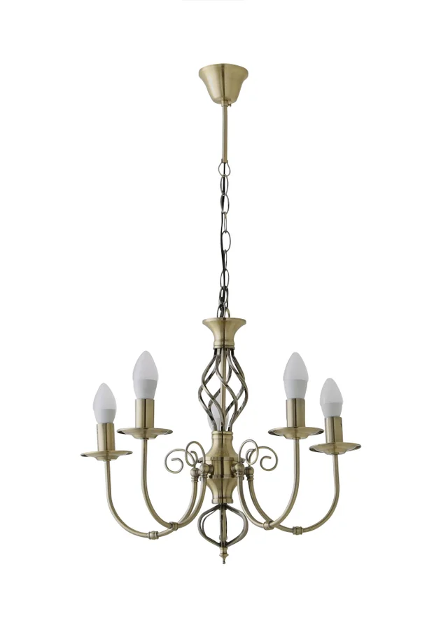 ValueLights Memphis Antique Gold Twist 5 Way Celling Light