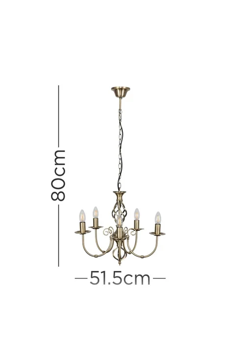 ValueLights Memphis Antique Gold Twist 5 Way Celling Light - One Size Image 6