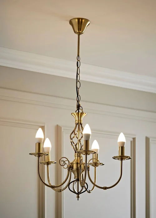 ValueLights Memphis Antique Gold Twist 5 Way Celling Light - One Size Image 1