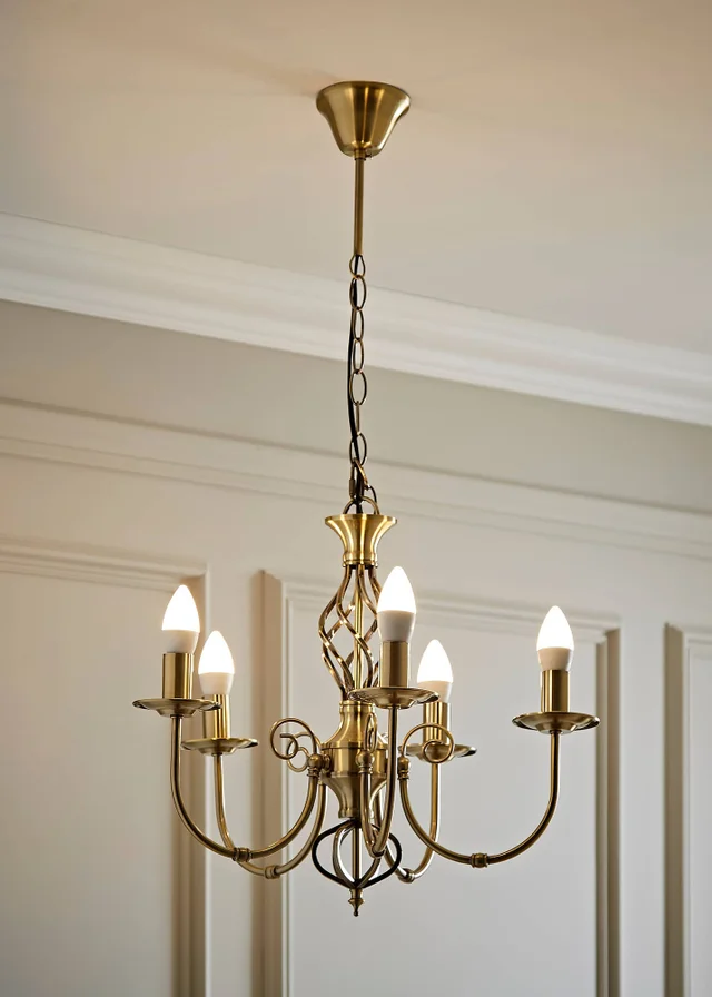 ValueLights Memphis Antique Gold Twist 5 Way Celling Light
