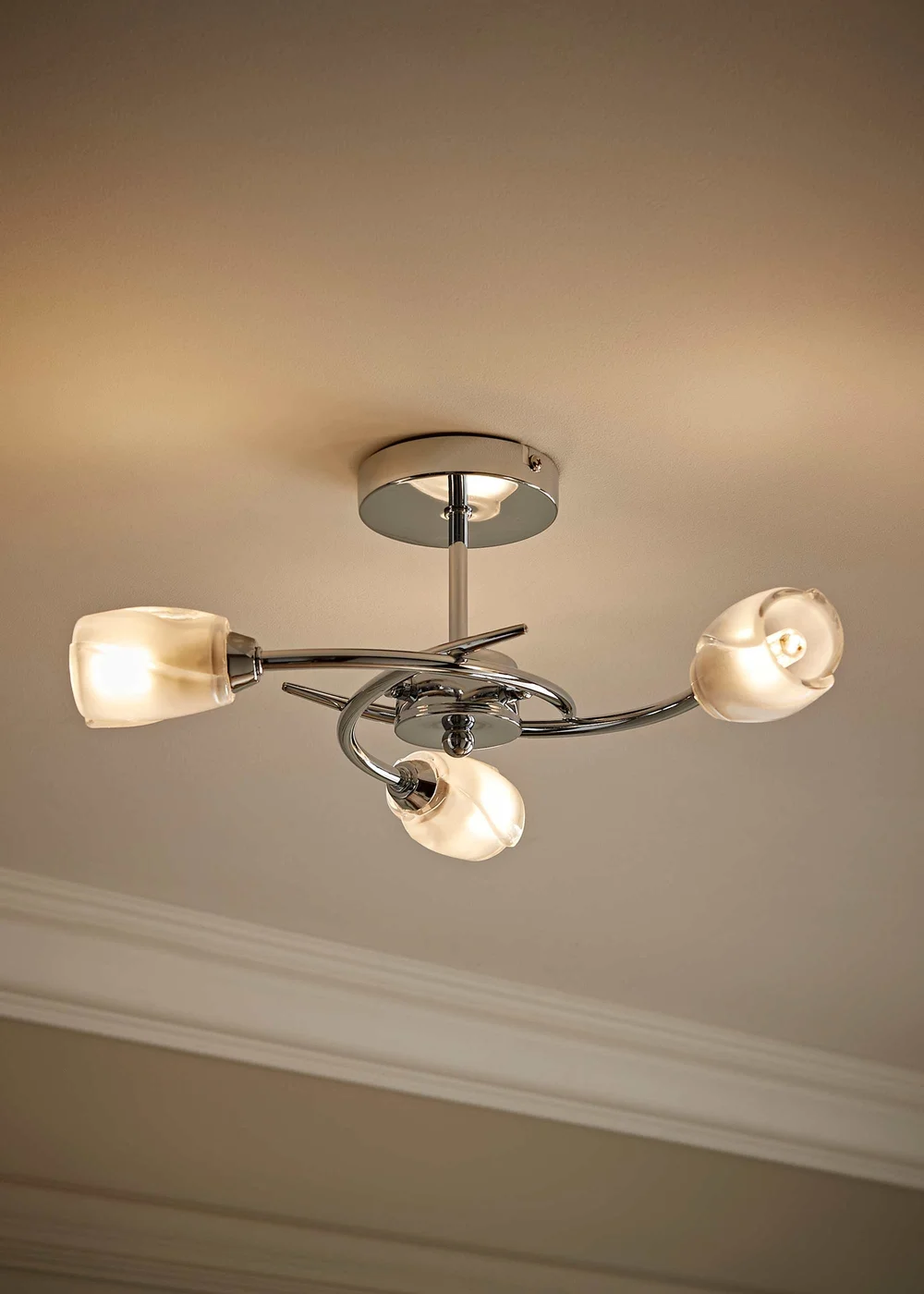 ValueLights Mia Chrome 3 Way Ceiling Light - One Size Image 1