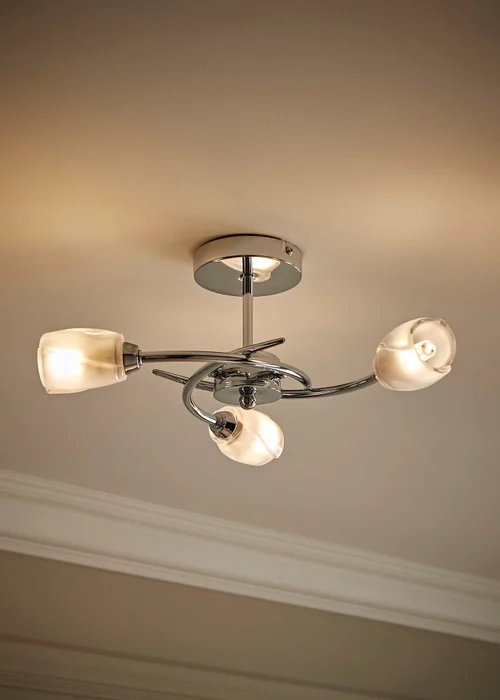 ValueLights Mia Chrome 3 Way Ceiling Light - One Size Image 1