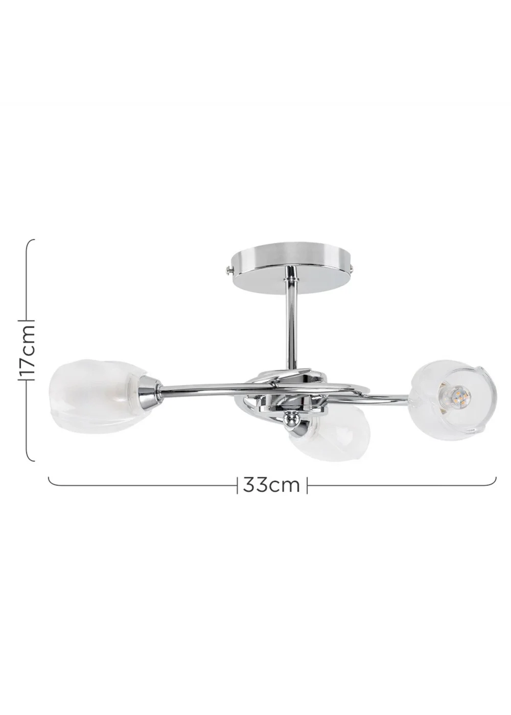 ValueLights Mia Chrome 3 Way Ceiling Light - One Size Image 6
