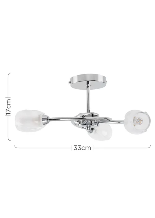 ValueLights Mia Chrome 3 Way Ceiling Light - One Size Image 6