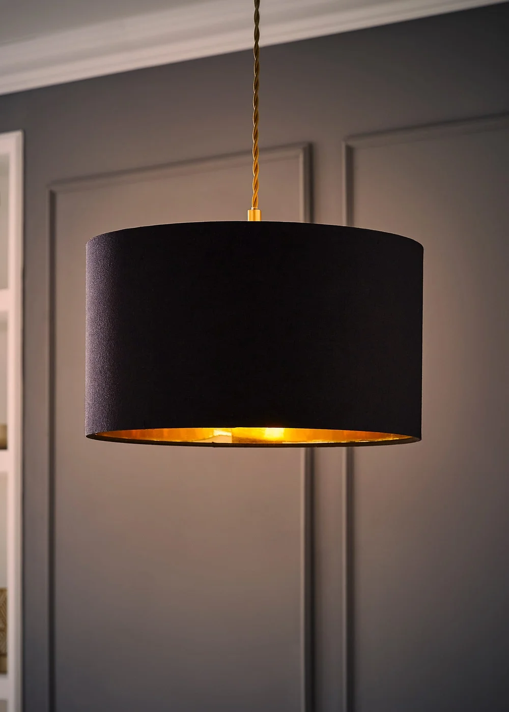 ValueLights Reni 35cm Easy Fit Lampshade Black with Metallic Gold Inner - One Size Image 2