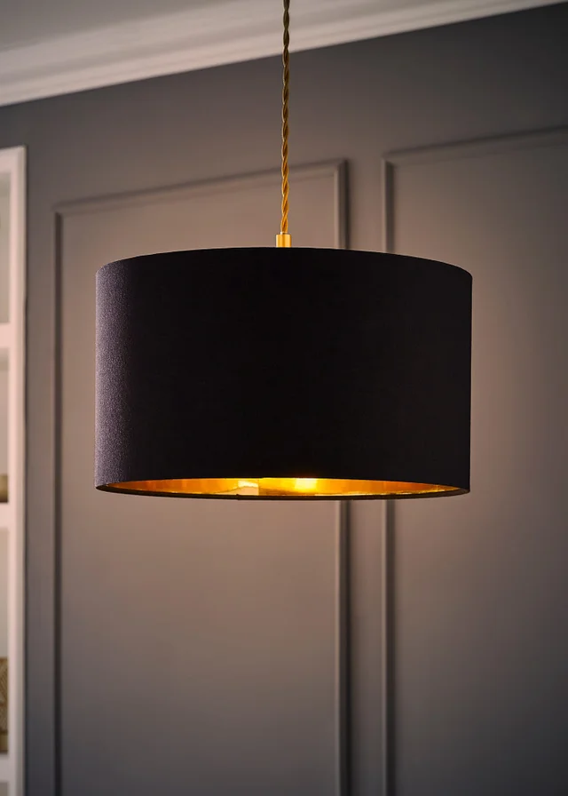 ValueLights Reni 35cm Easy Fit Lampshade Black with Metallic Gold Inner