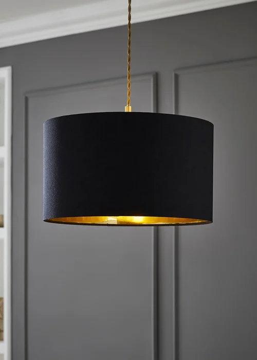 ValueLights Reni 35cm Easy Fit Lampshade Black with Metallic Gold Inner - One Size Image 1