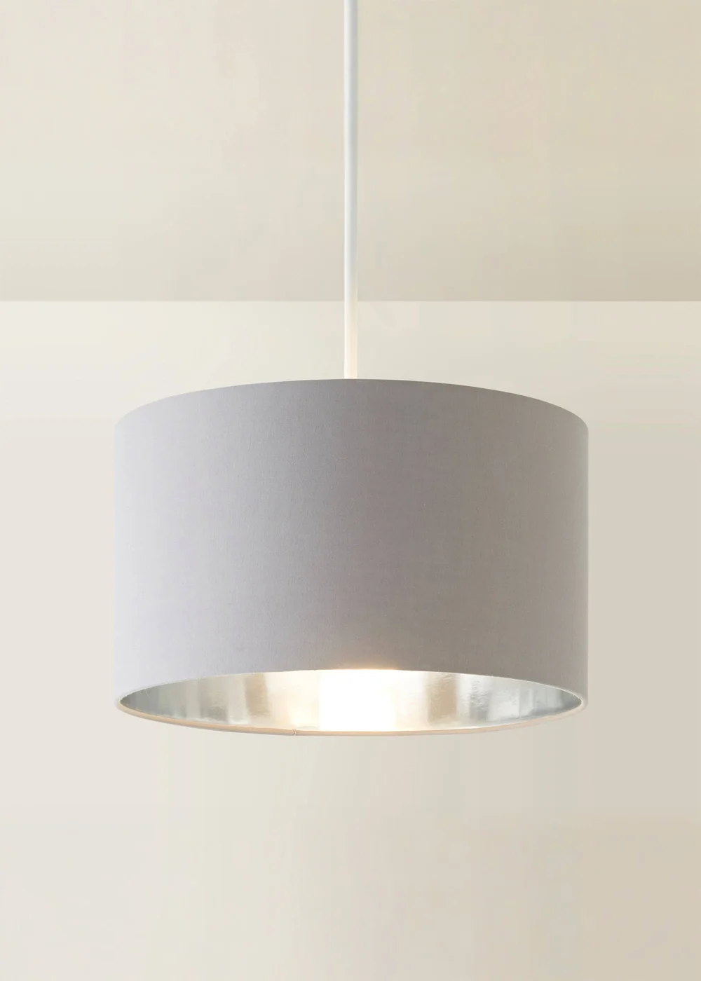 ValueLights Reni 35cm Easy Fit Lampshade Grey Fabric with Metallic Chrome Inner - One Size Image 3