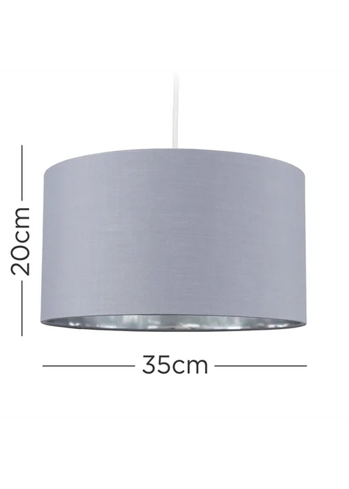ValueLights Reni 35cm Easy Fit Lampshade Grey Fabric with Metallic Chrome Inner - One Size Image 6