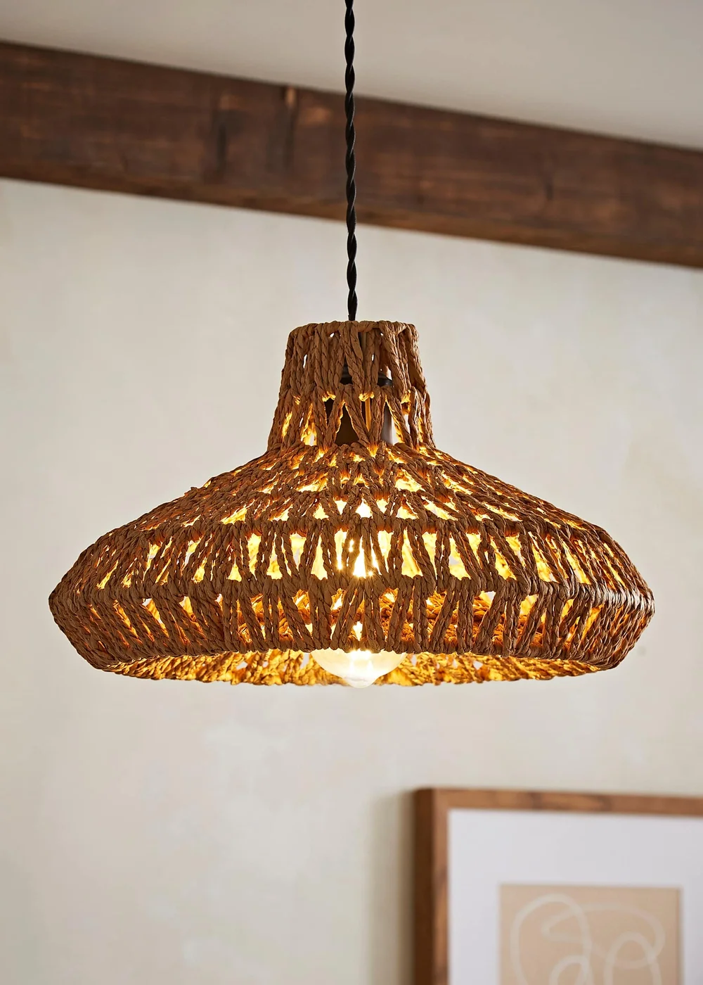 ValueLights Hamilton Natural Rope Easy Fit Ceiling Lampshade - One Size Image 1