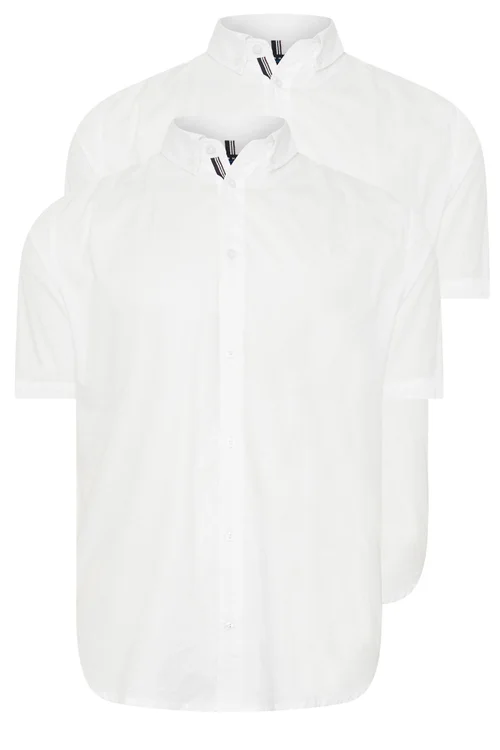 BadRhino 2 Pack White Short Sleeve Poplin Shirts - 4XL Image 5