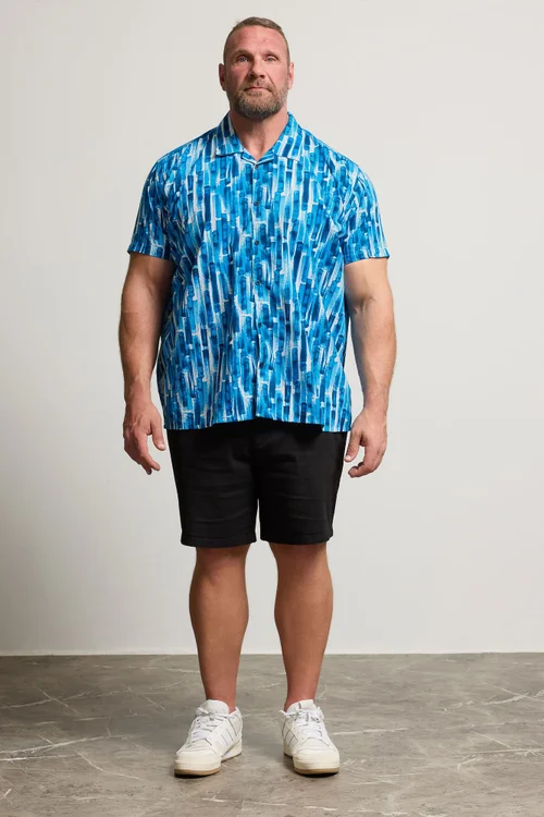 BadRhino Blue Abstract Print Short Sleeve Revere Collar Shirt - 4XL Image 3