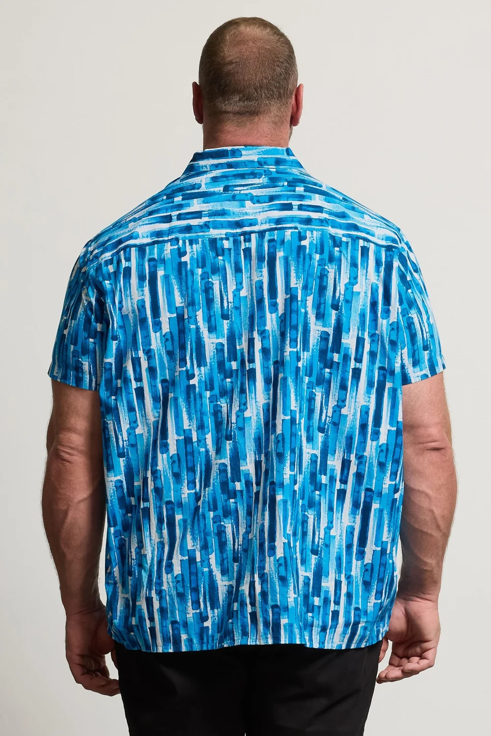 BadRhino Blue Abstract Print Short Sleeve Revere Collar Shirt - 4XL Image 4