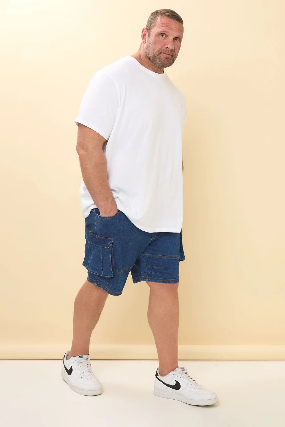 BadRhino Blue Elasticated Cargo Denim Shorts - 5-6XL Image 2