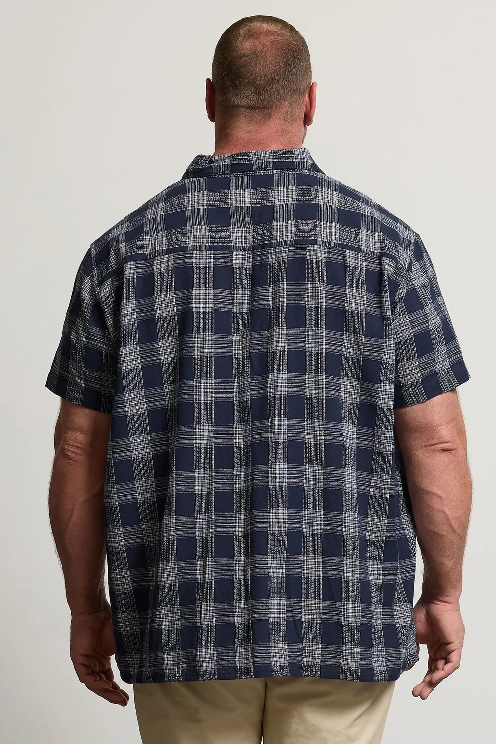 BadRhino Navy Blue Textured Check Print Shirt - 2XL Image 4
