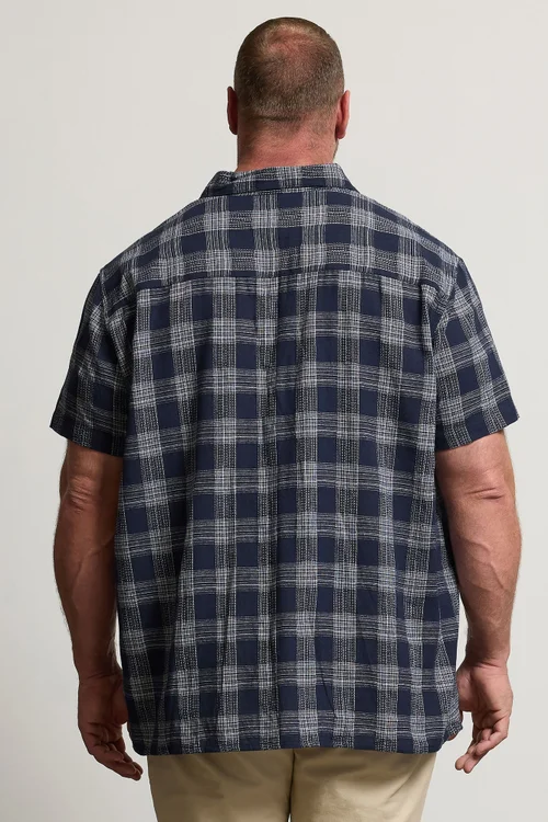 BadRhino Navy Blue Textured Check Print Shirt - 2XL Image 4