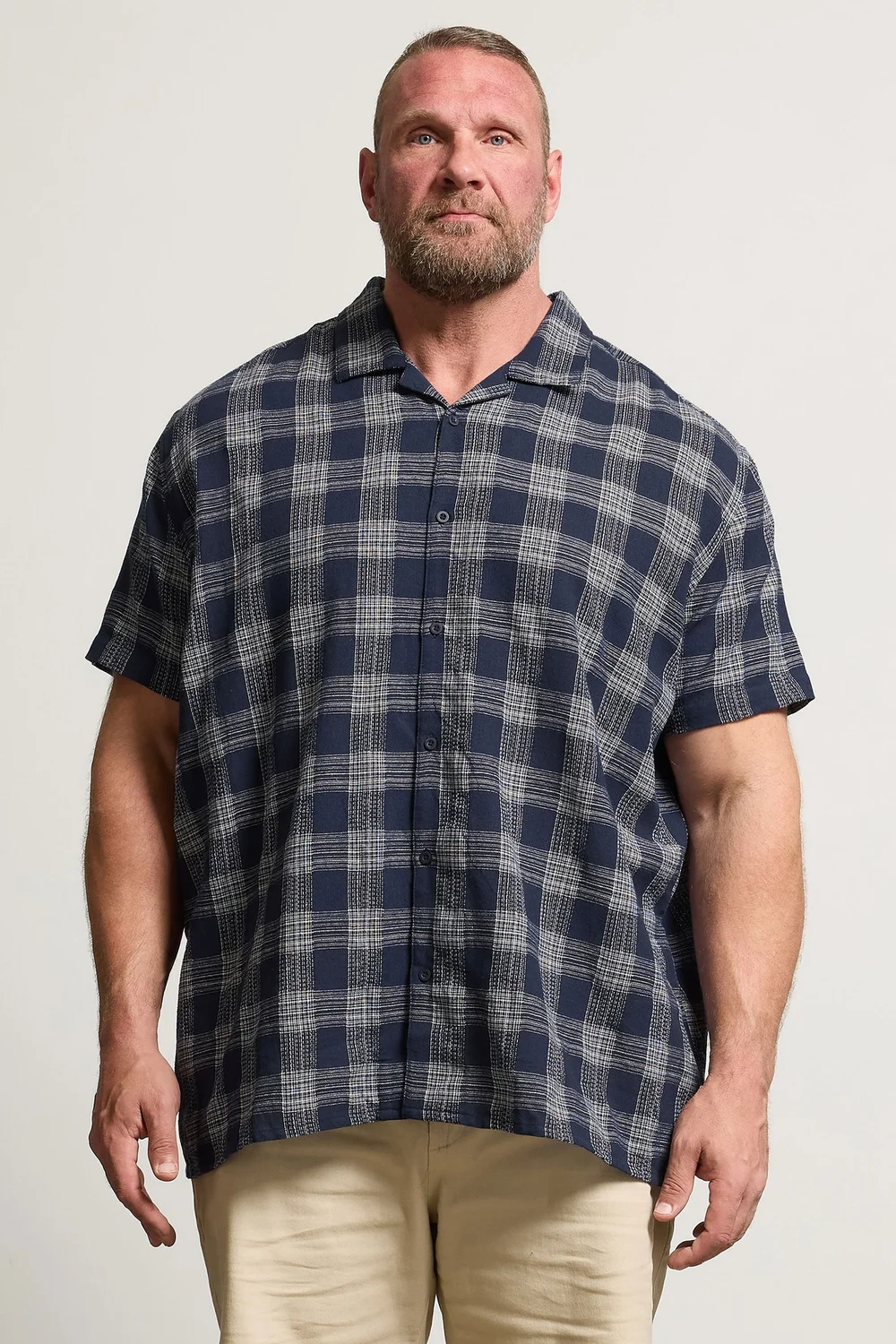 BadRhino Navy Blue Textured Check Print Shirt - 2XL Image 2