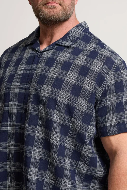 BadRhino Navy Blue Textured Check Print Shirt - 2XL Image 5