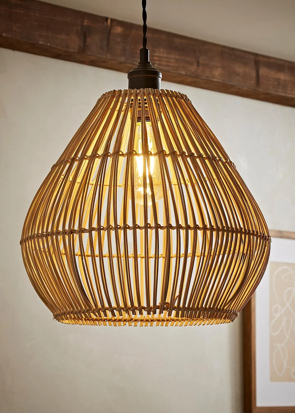 ValueLights Vine Natural Rattan Easy Fit Ceiling Lampshade - One Size Image 1