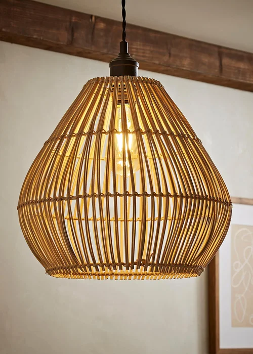 ValueLights Vine Natural Rattan Easy Fit Ceiling Lampshade - One Size Image 1