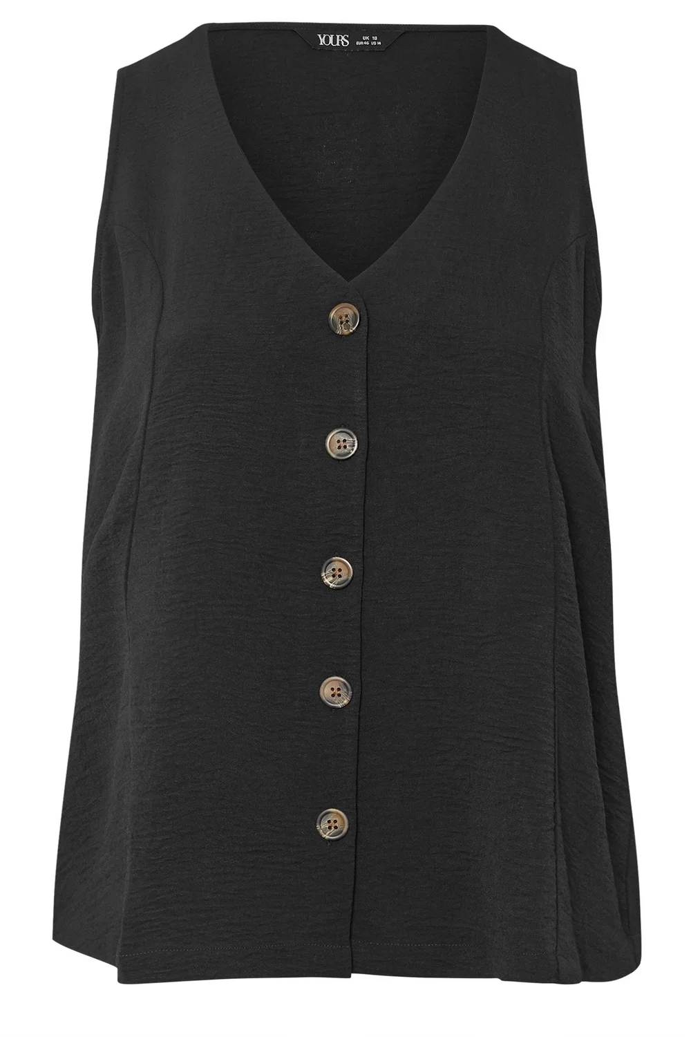 Yours Curve Black Button Through Waistcoat - 30-32 Image 5