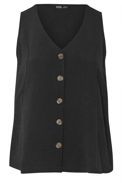 Yours Curve Black Button Through Waistcoat - 30-32 Image 5