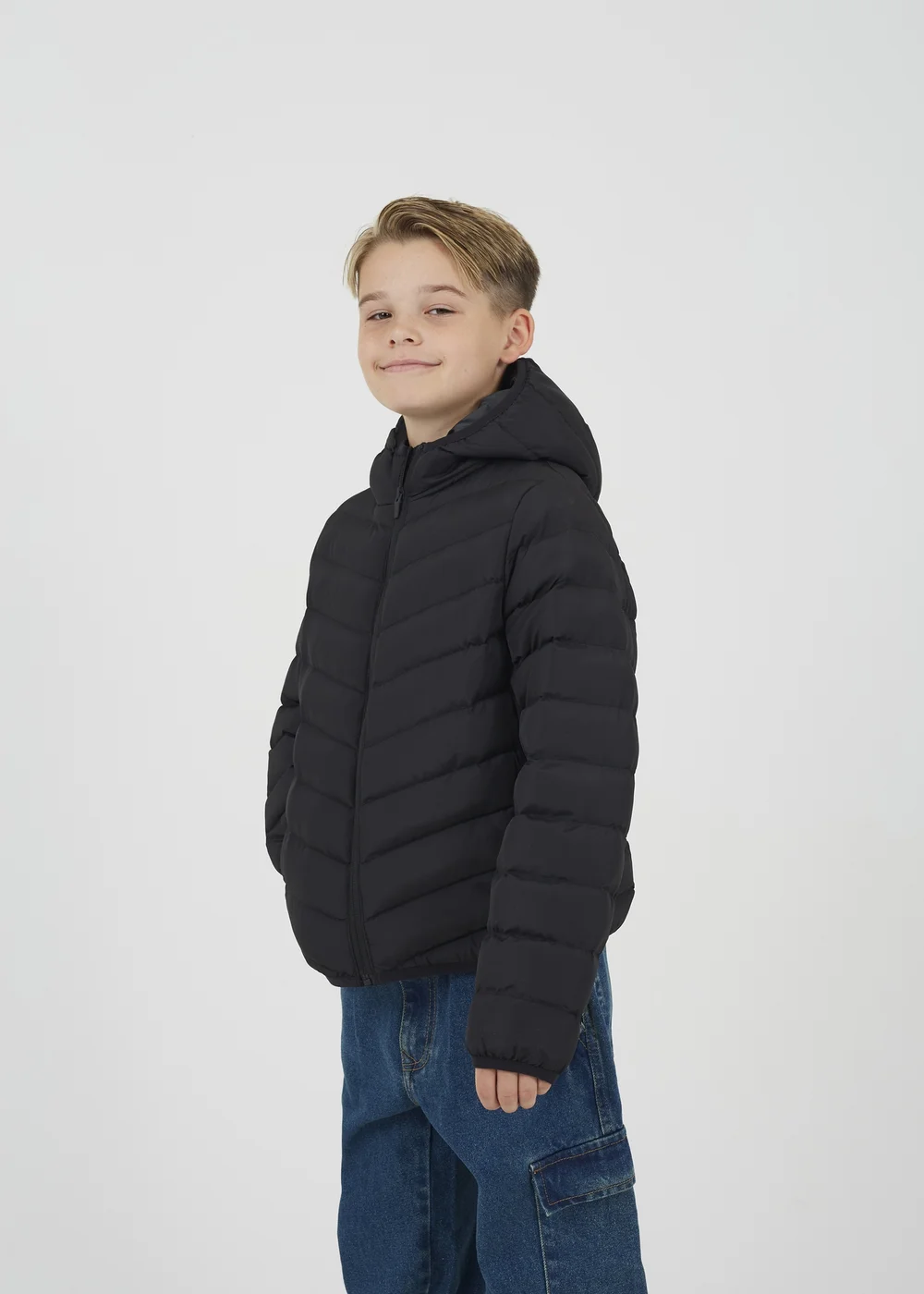 Brave Soul Black Hooded Puffer Jacket (7-13 yrs) - 11-12 Yrs Image 1