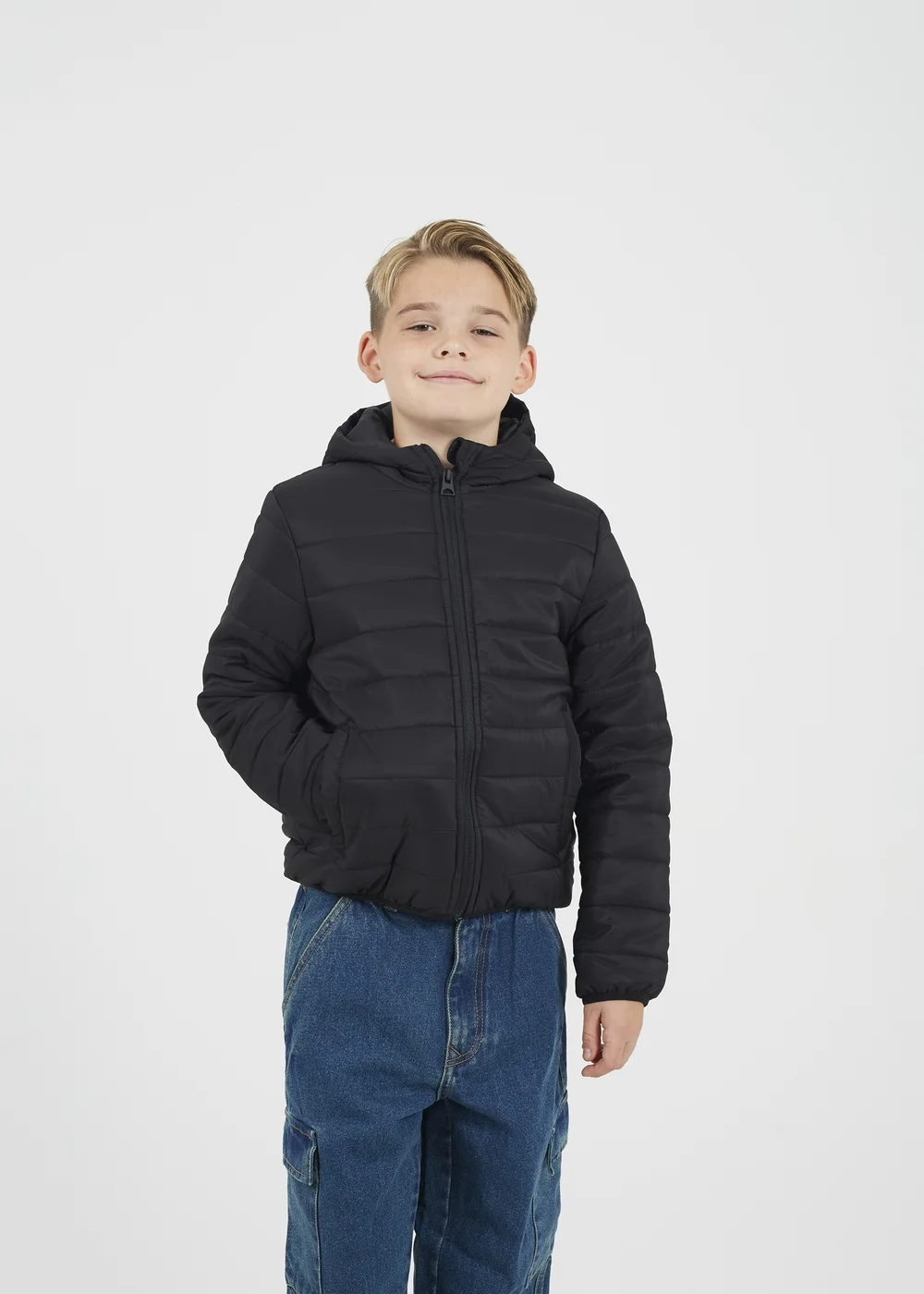 Brave Soul Black Hooded Puffer Jacket (7-13 yrs) - 11-12 Yrs Image 1