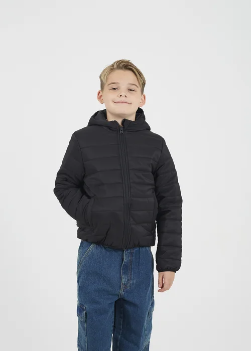 Brave Soul Black Hooded Puffer Jacket (7-13 yrs) - 11-12 Yrs Image 1