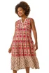 Roman Red Border Print Smock Dress - 16 Image 1