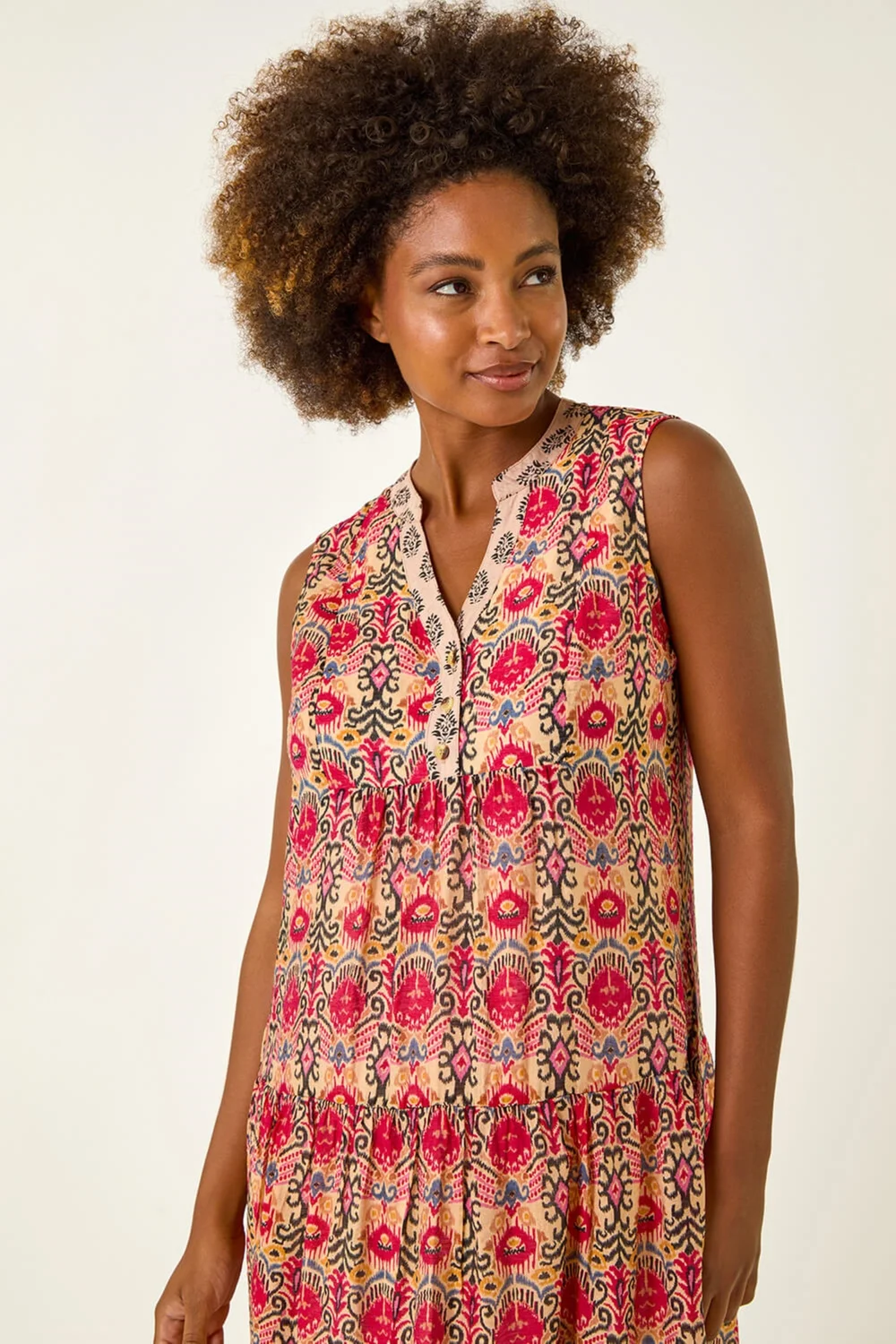 Roman Red Border Print Smock Dress - 16 Image 4