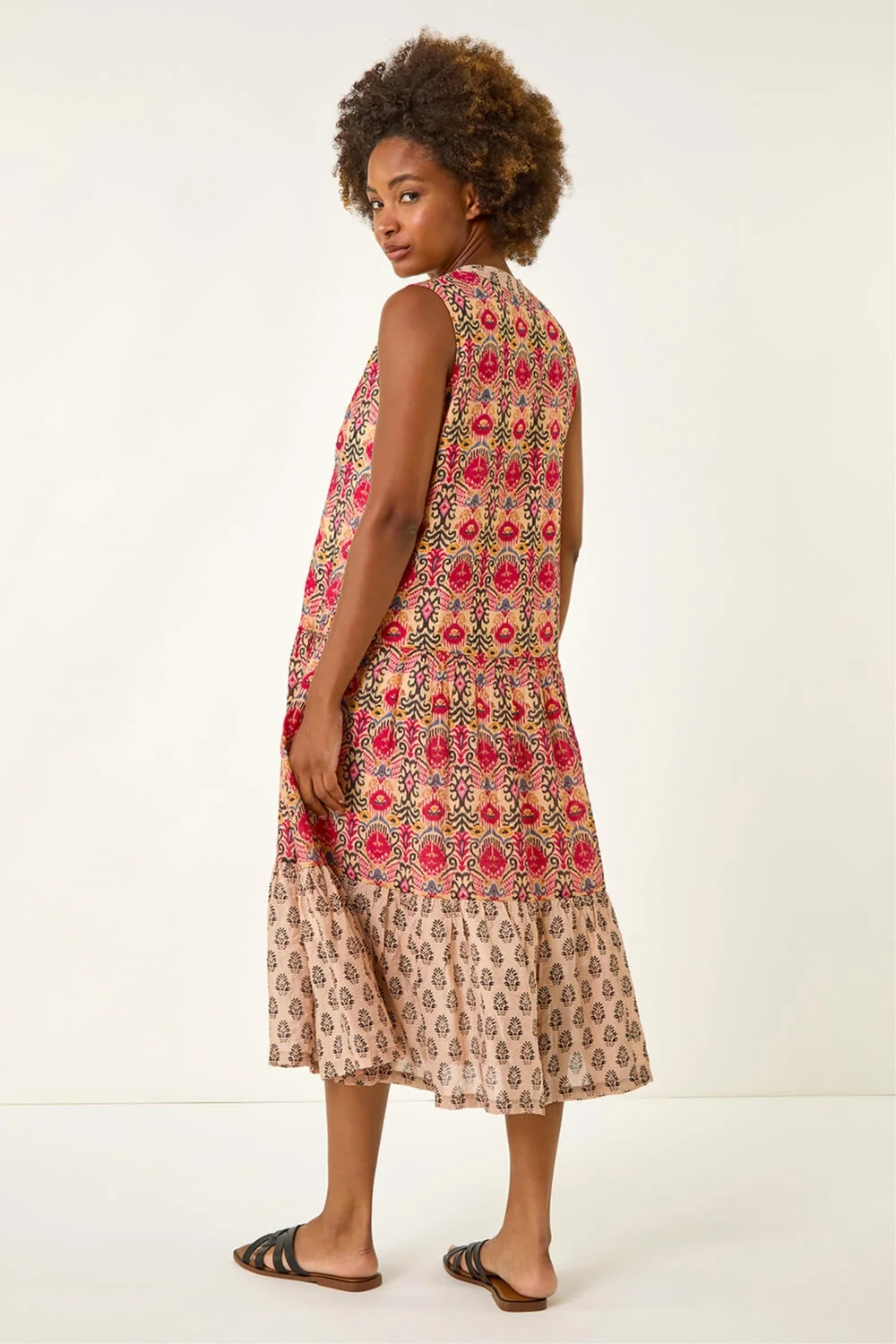 Roman Red Border Print Smock Dress - 16 Image 3