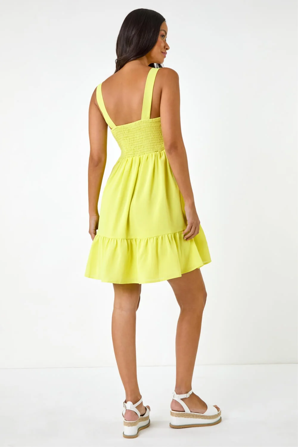 Dusk Lime Poplin Tiered Swing Dress - 10 | Matalan Dusk Lime Poplin Tiered Swing Dress - 10 | Matalan