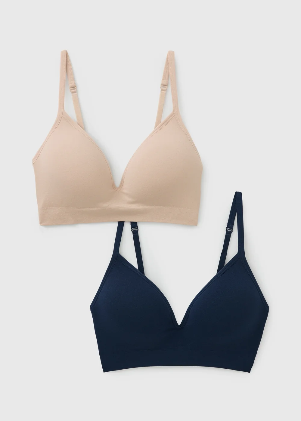 2 Pack Nude & Navy Seamless Moulded Bras - S Image 3