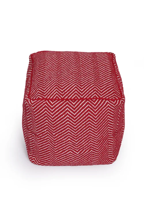 Kaikoo Red White Chevron Woven Dhurrie Cube - One Size Image 3