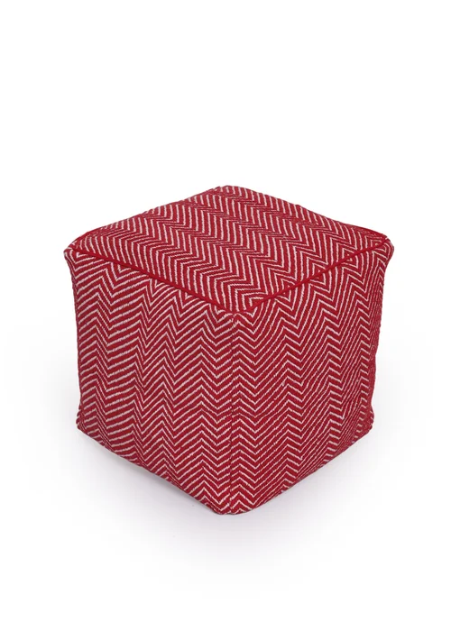 Kaikoo Red White Chevron Woven Dhurrie Cube - One Size Image 2