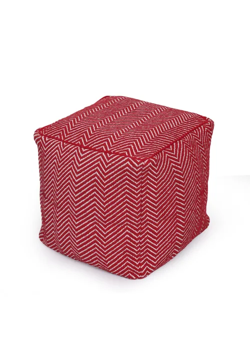 Kaikoo Red White Chevron Woven Dhurrie Cube - One Size Image 5
