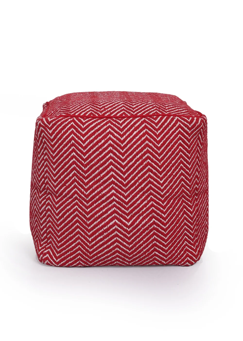 Kaikoo Red White Chevron Woven Dhurrie Cube - One Size Image 1