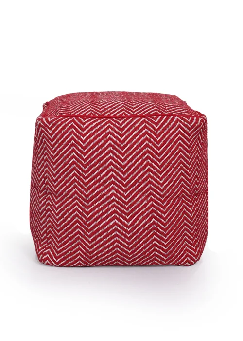Kaikoo Red White Chevron Woven Dhurrie Cube - One Size Image 1